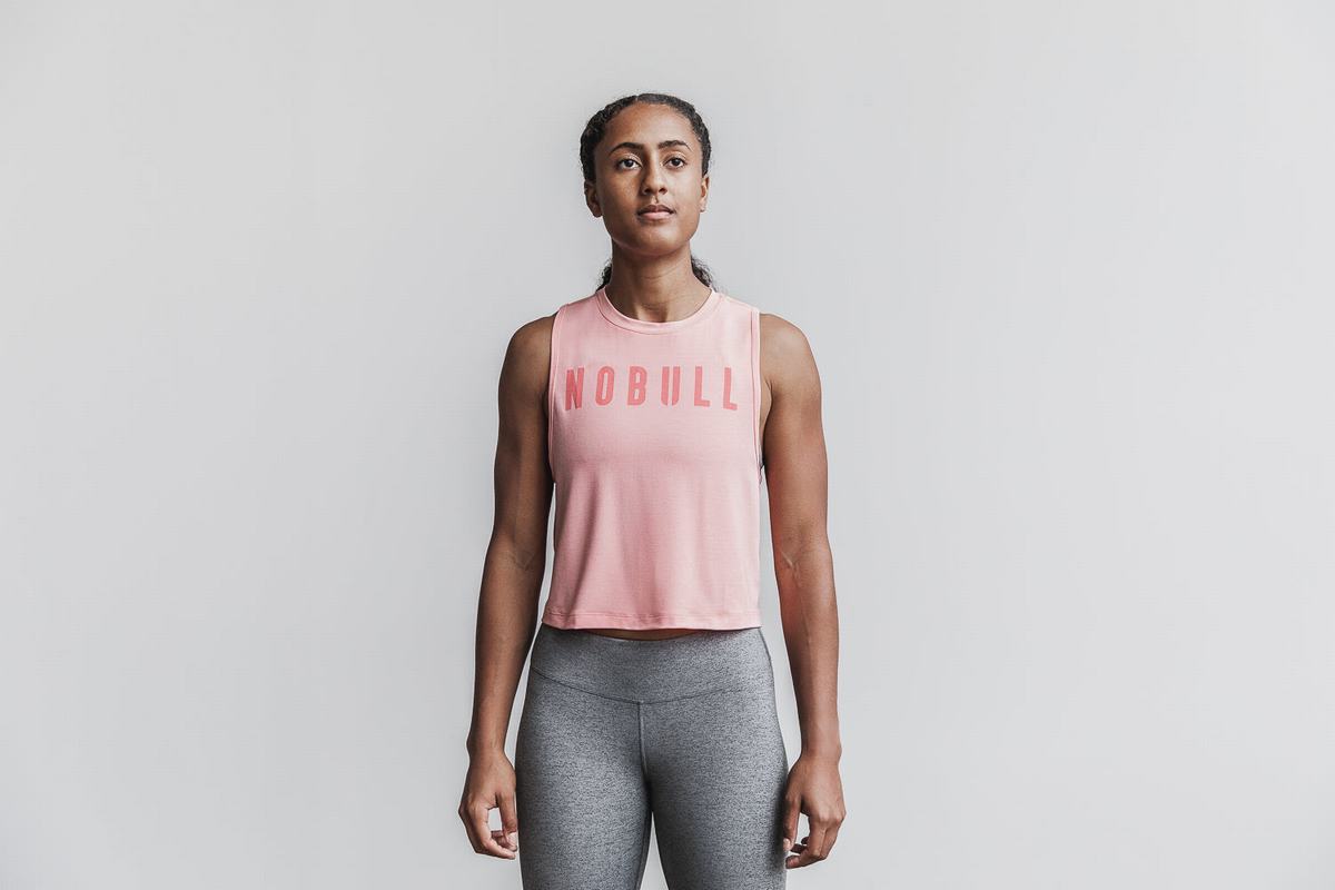 Nobull Muscle Women's Tank Tops Light Coral | Australia (VU6783)